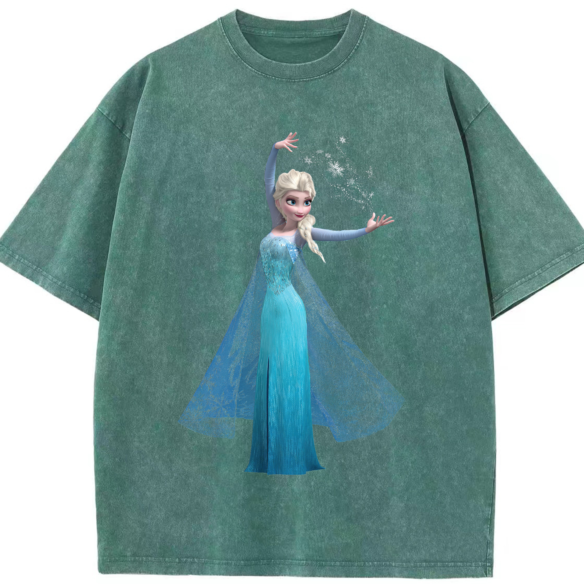 （画像用） アナと雪の女王 アンナ エルサ Frozen Anna Elsa 綿100% ヴィンテージ風 半袖Tシャツ（フロントプリント）